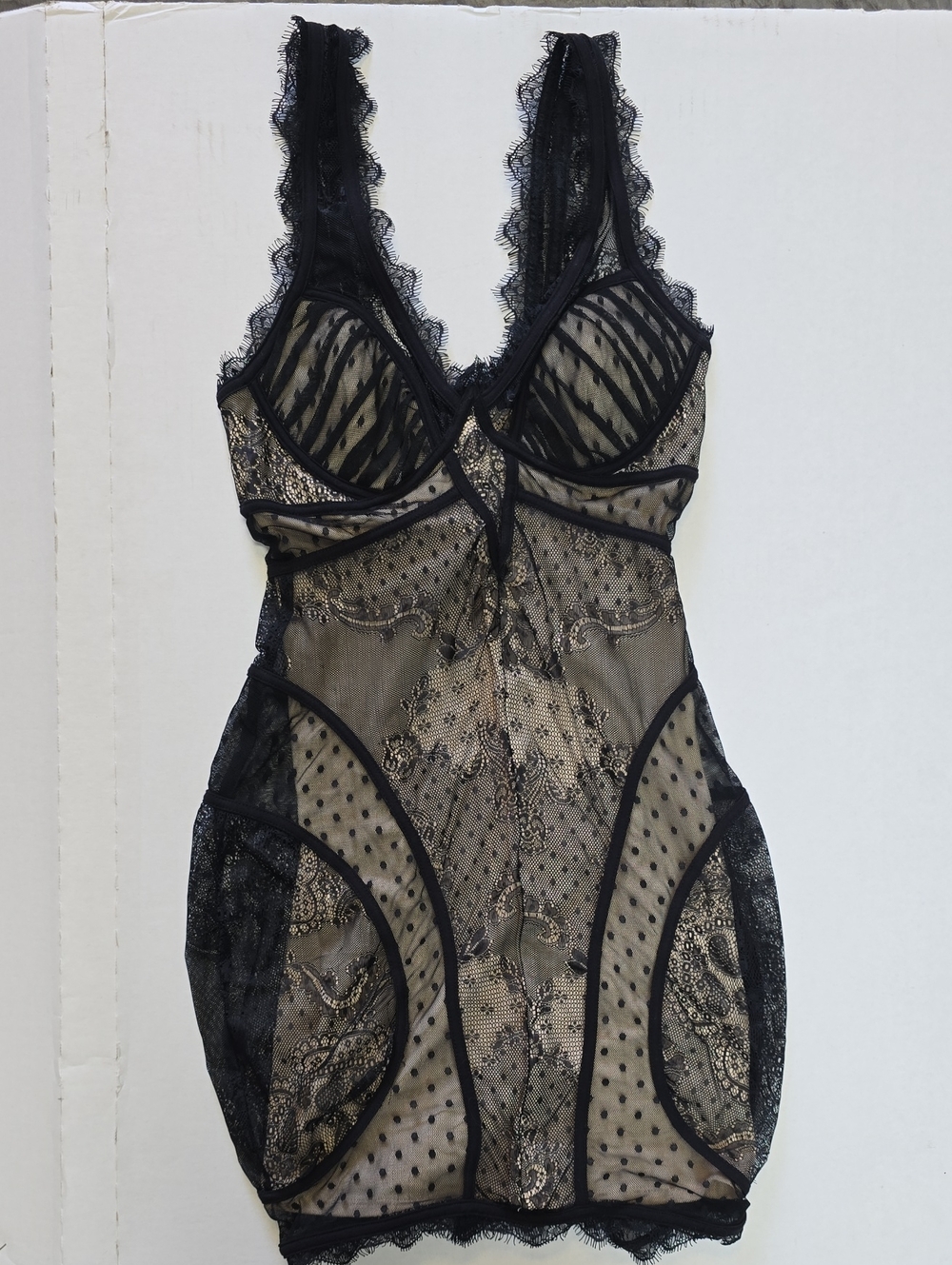 bebe Black Sheer Lace Mini Dress